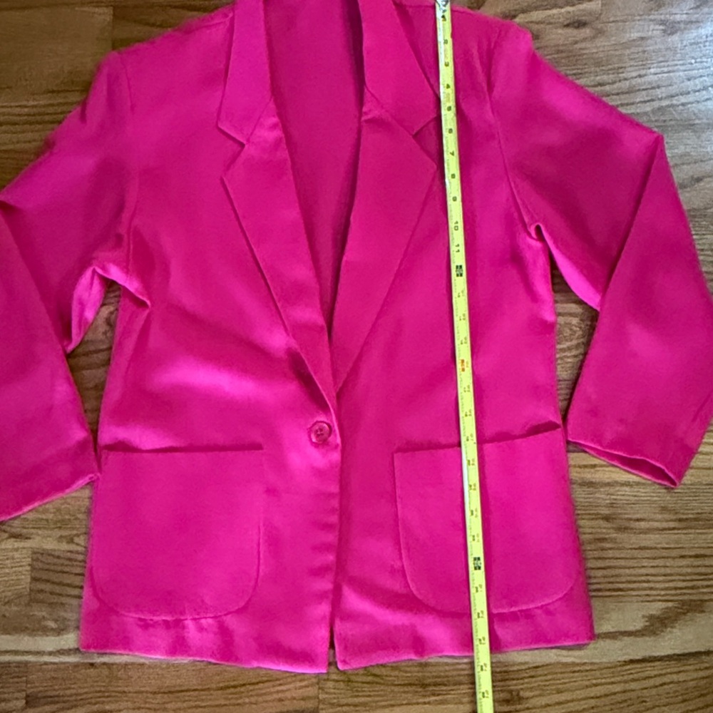 Women’s Fuchsia Lightweight Blazer Jacket - Brand Unknown Large Shoulder Pads - Picture 7 of 10